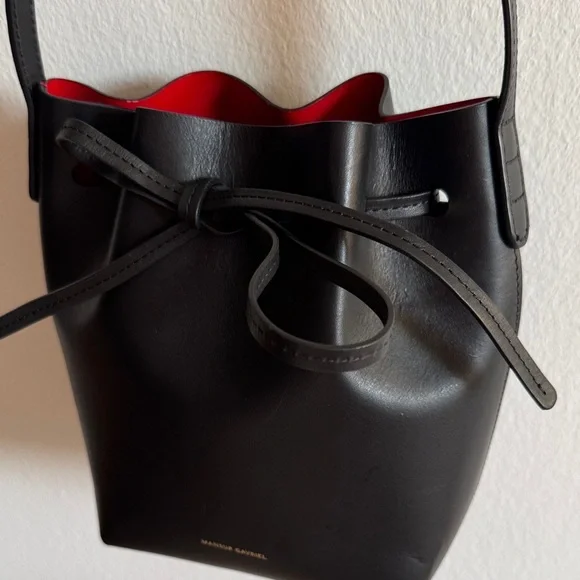 Mansur Gavriel Black and Red Mini Bucket Bag - Picture 6 of 11